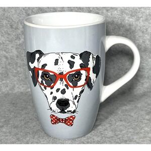 Dalmatian Dog Coffee Mug Gray Puppy Glasses Bow Tie Cup Puppy Lover Valentines